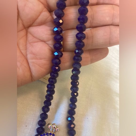 Eye Candy Jeweled Peacock Necklace with Blue Crystals New w/ Tags - Picture 6 of 14